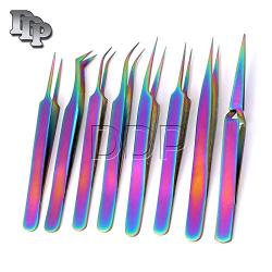 DDP PREMIUM SET OF 8 PCS RAINBOW TITANIUM STAINLESS STEEL ELECTRONIC CRAFT JEWELLERY WATCH MAKERS TOOL TWEEZERS-A+ QUALITY
