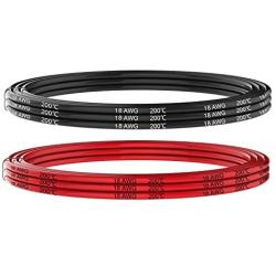 Electrical Wire 18 AWG 18 Gauge Silicone Wire Hook Up Wire Cable 20 Feet [10 ft Black and 10 ft Red] - Soft and Flexible 150 Strands 0.08mm of Tinned Copper Wire High Temperature Resistance (18AWG)