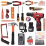 jar-owl 60-Piece Power Tool Set Cordless Drill Set with 16.8V Lithium Driver, Household Hand Tool Kit with Plastic Toolbox Storage Case, Power Tools Combo Kit with Multimeter for Home Repair