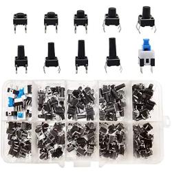 YIXISI 180Pcs Tactile Push Button Switch (6x6mm 7x7mm) 4 Pin Button Switch Assortment Kit for fields of electronic products