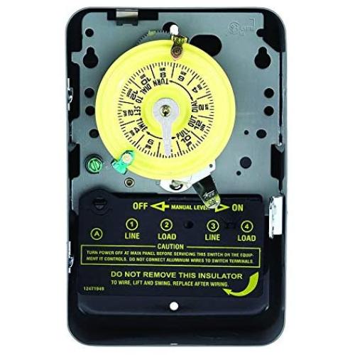 Intermatic T104 Electromechanical Timer, 208-277 V, 40 A, 1-23 Hr, 1-12 Cycles Per Day, Gray