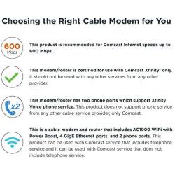 Motorola MT7711 24X8 Cable Modem/Router with Two Phone Ports, DOCSIS 3.0 Modem, and AC1900 Dual Band WiFi Gigabit Router, for Comcast XFINITY Internet and Voice