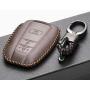 Vitodeco Genuine Leather Remote Key Fob Case Cover Protector with Key Chain for 2019 Toyota Corolla Hatchback, Rav 4, Avalon, Camry, Prius, C-HR (3 Buttons, Brown)