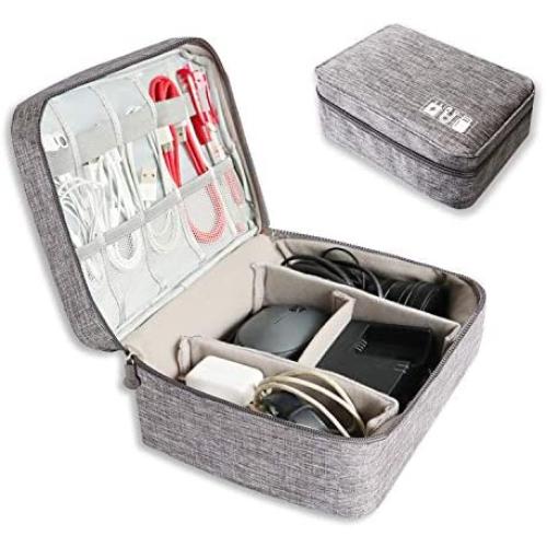 Electronics Organizer, Electronic Accessories Double Layer Travel Cable Organizer Cord Storage Bag for Cables, iPad,Power Bank
