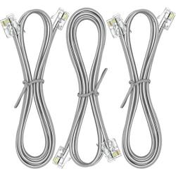 NECABLES (3 Pack) Phone Cord 2ft Telephone Cable RJ11 6P4C Male to Male for Landline and Fax - 2 Feet