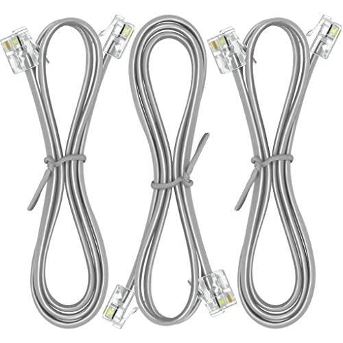 NECABLES (3 Pack) Phone Cord 2ft Telephone Cable RJ11 6P4C Male to Male for Landline and Fax - 2 Feet