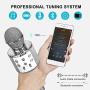 BlueFire Bluetooth 4 in 1 Karaoke Wireless Microphone with LED Lights, Portable Microphone for Kids, Girls, Boys and Adults (Silver)