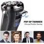 Electric Shaver for Men, PURKOO Electric Razor for Men 3D Rotary Razors for Shaving Beard Trimmer Rechargeable Cordless with Pop-up Trimmer Waterproof Wet&Dry Mens Shaver Lithium Battery LCD Display