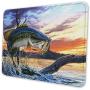 Fishing Bass Mouth Mouse Pad with Stitched Edge, Premium-Textured Gaming Mouse Mat, Non-Slip Rubber Base Mousepad for Laptop, Computer & PC, 10.2x8.3x0.12 inch