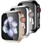 【3 Pack】 Easuny Hard Case Cover Design for Apple Watch Series 6 SE Series 5 4 44mm with Built-in Glass Screen Protector - Overall Protective Accessories for iWatch Women Men,Black Clear Silver