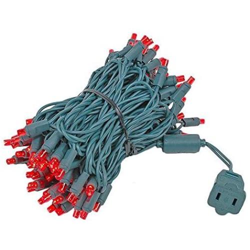 Novelty Lights 100 Light LED Christmas Mini Light Set, Outdoor Lighting Party Patio String Lights, Red, Green Wire, 34 Feet