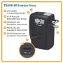 Tripp Lite 2 Outlet Portable Surge Protector Power Strip, Direct Plug in, Tel/Modem Protection, & $50,000 Insurance (Traveler)