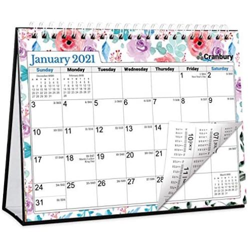 CRANBURY Small Desk Calendar 2021 - (Floral, 8x6''), Use Gorgeous Easel Calendar 2021 Flowers as Standing Calendar, Table Top Calendar, Stand Up Calendar Includes Stickers for Calendars 2021