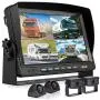 DALLUX Backup Camera System with 9'' Monitor Built-in DVR Recorder for RV Semi Box Truck Trailer Motorhome,Quad Split Screen 4 Channel 1080P HD Waterproof Rear & Side View Rearview Camera Kit
