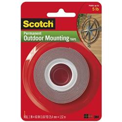 Scotch Heavy-Duty Exterior Mounting Tape, Holds 5 lb, 1''x60''