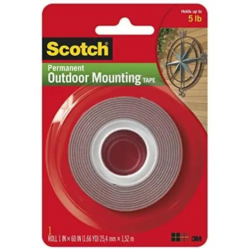 Scotch Heavy-Duty Exterior Mounting Tape, Holds 5 lb, 1''x60''