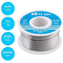 YI LIN 60/40 Solder Tin Lead Rosin Core Solder Wire For Electrical Soldering (100g/0.22lbs) (0.8mm/100g)