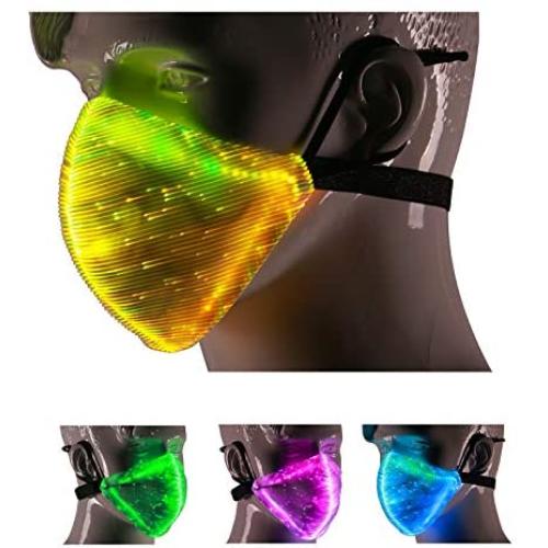 7 Color Lights LED Light up Face Mask USB Rechargeable Glowing Luminous Dust Mask for Christmas Party Festival Dancing Rave Masquerade Costumes (Face Mask)