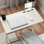 SDHYL 31.5 inches Mobile Side Desk Adjustable Work Stand with Tablet Mobile Phone Slot Portable Workstation, Bed Sofa Desk, S7-ZS-05#3-80 (Maple)