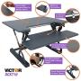 Victor DCX710G High Rise Collection Height Adjustable Standing Desk with Keyboard Tray (Gray) - Sturdy Steel Frame, Dual Lever Release System, 2 Tiered Wooden Work Surface and Keyboard Tray