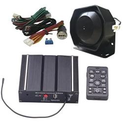 AS 100W Federal Siren Kit AS7100D-SPK0021 3-Piece Pack 20 Tones 12V with Siren Box Speaker Wireless Remote Microphone Fit for Different Vehicles