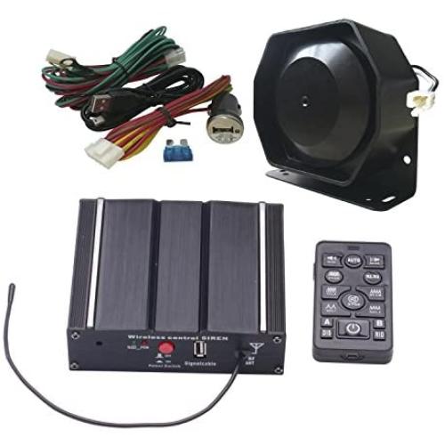 AS 100W Federal Siren Kit AS7100D-SPK0021 3-Piece Pack 20 Tones 12V with Siren Box Speaker Wireless Remote Microphone Fit for Different Vehicles