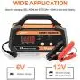 Ampeak 6V 12V Smart Car Battery Charger and Maintainer 2A 8A Fully Automatic with Cable Clamps