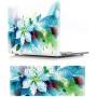 HRH 2 in 1 Blue Watercolor Flowers Laptop Body Shell Protective PC Hard Case Cover Silicone Keyboard Cover for MacBook Old Pro 13''Inch WITH CD-ROM Drive (A1278),Release Early 2012/2011/2010/2009/2008