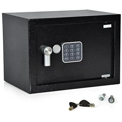 Home Security Electronic Lock Box - Safe with Mechanical Override, Digital Combination Lock Safe, LED Low Battery Indicator, Includes Mounting Bolts, Keys & (4) x ‘AA’ Batteries - SereneLife SLSFE15