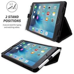 Snugg iPad Mini 5 (2019) & iPad Mini 4 (2015) Leather Case, Flip Stand Cover - Black