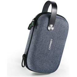 UGREEN Travel Case Gadget Bag Small Portable Electronics Accessories Organiser Travel Carry Hard Case Cable Tidy Storage Box Pouch with Double Layer Double Zipper Snap Hook Carrying Strap