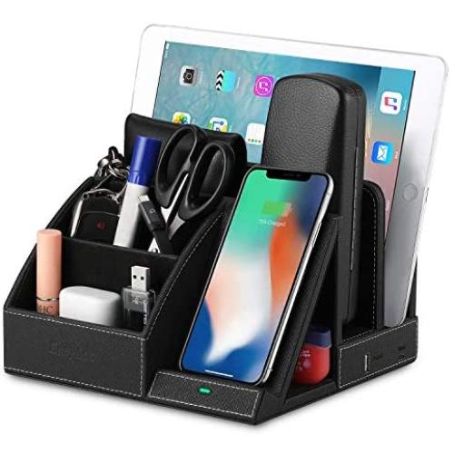 EasyAcc Wireless Charger Desk Organizer USB Charging Station, Multi-Device iPhone iPad Tablet Charging Station Dock Stand, Induction Charger for iPhone 11 Pro X XS MAX XR 8, Samsung S10 S10e S9