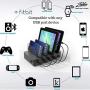 Hercules Tuff Charging Station for Multiple Devices, with 4 USB Ports and 4 Short USB Cables Included, Black