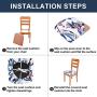 smiry Printed Dining Chair Seat Covers - Stretchy Removable Washable Upholstered Chair Seat Slipcover Protector (Set of 4, Khaki)