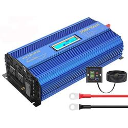 VOLTWORKS 24V Pure Sine Wave Power Inverter 2000W DC 24V to AC 110V 120V and High Power Hardwire Terminal with LCD Display 15ft Remote Controller and 2ft Battery Cables 2.4A USB for RV Car Truck Boat