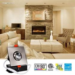 TORCHSTAR 3 Inch Gimbal LED Recessed Lighting with Square Trim, Dimmable Downlight with J-Box, 7W (50W Eqv.), CRI 90+, 3000K Warm White, ETL/Energy Star/JA8/T24 Certified, Satin Nickel, Pack of 6