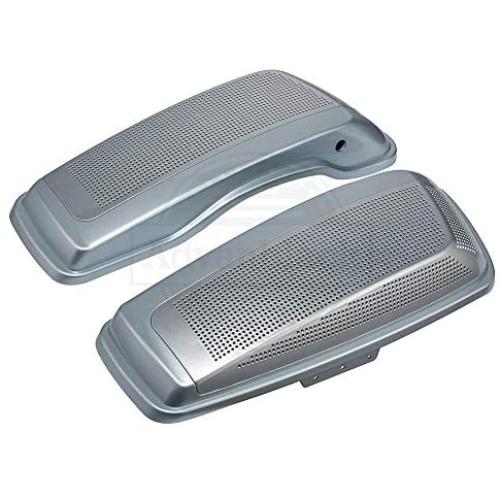 Moto Onfire Saddlebag Speaker Lids, Dual 6x9 inch, Barracuda Silver(Glossy) Audio Covers Fit for Harley Touring Street Glide, Road Glide, 2014 2015 2016 2017 2018 2019 2020