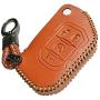 Alegender 4-Btn Flip Key Leather Cover Fob Case Skin Remote Jacket Protector for 2018 2019 2020 Jeep Wrangler JL Gladiator JT 68292944AA Brown