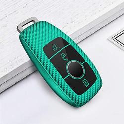 ELOHEI for Mercedes Benz Key Fob Cover, Premium Soft TPU Stripes 360 Degree Full Protection Key Case Cover for Mercedes Benz E Class, 2018 up S Class, 2017 2018 W213 Keyless Smart Key Fob (Green)