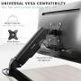 VIVO Height Adjustable Monitor Arm - Single Counterbalance Desk Mount for Screens up to 27 inches, Fully Articulating Black Pneumatic Universal VESA Stand STAND-V001O