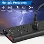 Power Strip with USB, AUOPLUS Surge Protector with 8 Outlets and 3 USB Ports 6Ft Extension Cord Flat Plug/Wall Mountable Grounded,Desktop Charging Station for Computer Laptops Smartphone Home Office