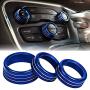 ToolEpic for Dodge Challenger Charger Accessories 2015-2021 and for Ram 1500 2013-2018 - Decor Trim Rings Set of 3 - Best Aluminum Alloy B5 Blue - Air Conditioning Volume Radio Button Knob Cover.