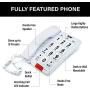 Tyler TBBP-3-WH Big Button Corded Phone with Speakerphone for Seniors and Ease of Use