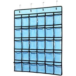 Classroom Pocket Chart for Cellphone Calculator Holder, KEEPJOY 30 Pocket Charts for Classroom 33.5 x 24.5 inch Hanging Cell Phone Organizer Storage (Blue)