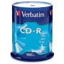 Verbatim CD-R 700MB 80 Minute 52x Recordable Disc for Data and Music - 100 Pack Spindle (FFP)