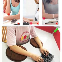 2Pcs Portable Round Computer Wrist Elbow Rest Pad, AUHOKY Upgraded Thickened Cotton Keyboard Elbow Pad, Premium Arm Support Mat for Office Table Desktop Working Gaming-Less Strain (9.8 Inch) (Brown)
