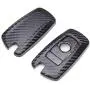 TANGSEN Smart Key Fob Personalized Case Protective Cover for BMW 1 3 4 5 6 7 Series GT3 GT5 M5 M6 X3 X4 3 4 Button Keyless Entry Remote 3D Twill Weave Carbon Fiber ABS Plastic Emboss