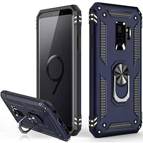 Galaxy S9 Case,Military Grade 16ft. Drop Tested Dual Layered Heavy Duty Cover with Magnetic Ring Kickstand Compatible with Car Mount Holder,Protective Phone Case for Samsung Galaxy S9 Nice Blue