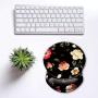 BOSOBO Ergonomic Mouse Pad with Gel Wrist Rest Support, Art Design Floral Wrist Rest Mousepad Pain Relief Flowers Mouse Mat for Office Home Computer PC Laptops Women and Men, Non-Slip PU Base, Black
