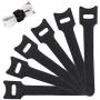 Reusable Cable Ties Management Straps - 6 Inch Strong &Microfiber fastening cloth, Adjustable Fastener Cable Strap Hook and Loop Cord Ties, 20 Piece， Black.